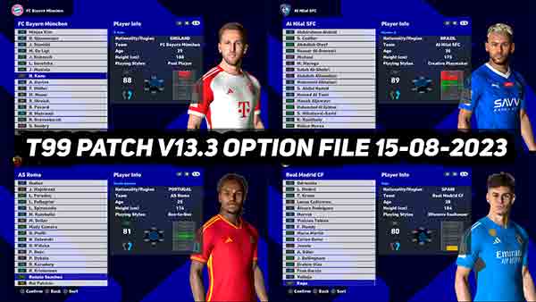 PES 2017 Patch 2023  T99 Patch V13 Full Mod Season 2023 