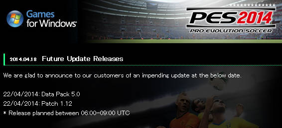 PES 2014 PATCH 1.12 AND DATA PACK 5.0