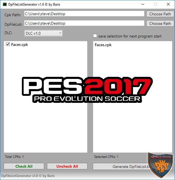 clay why somewhat PES 2017 DpFileListGenerator v1.6 DLC 3.00 by Baris, патчи и моды