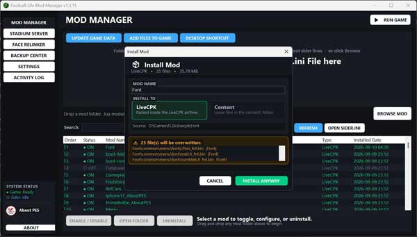 PES 2021 Mod Manager v1.3.15 PES 2021 Mod Manager v1.3.15