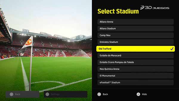 eFootball 2022 - список стадионов, доступных в версии 1.0